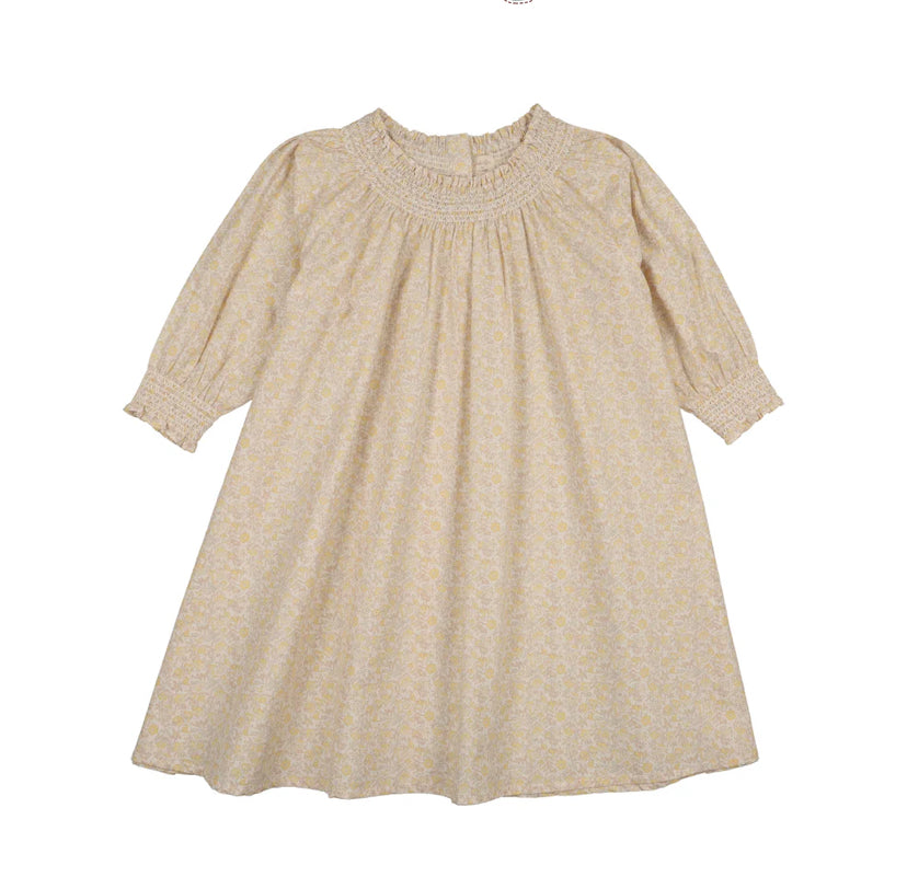 Analogie Sunny Blossoms 3/4 Sleeve Dress - Yellow