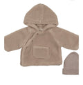 Mema Knits Beige Sherpa Jacket + Knitted Beanie