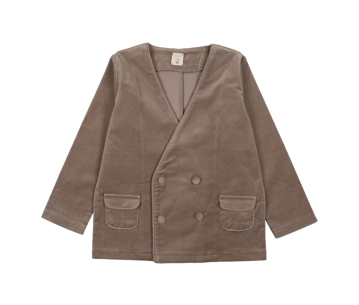 Analogie Misty Oat Trim Velvet Blazer