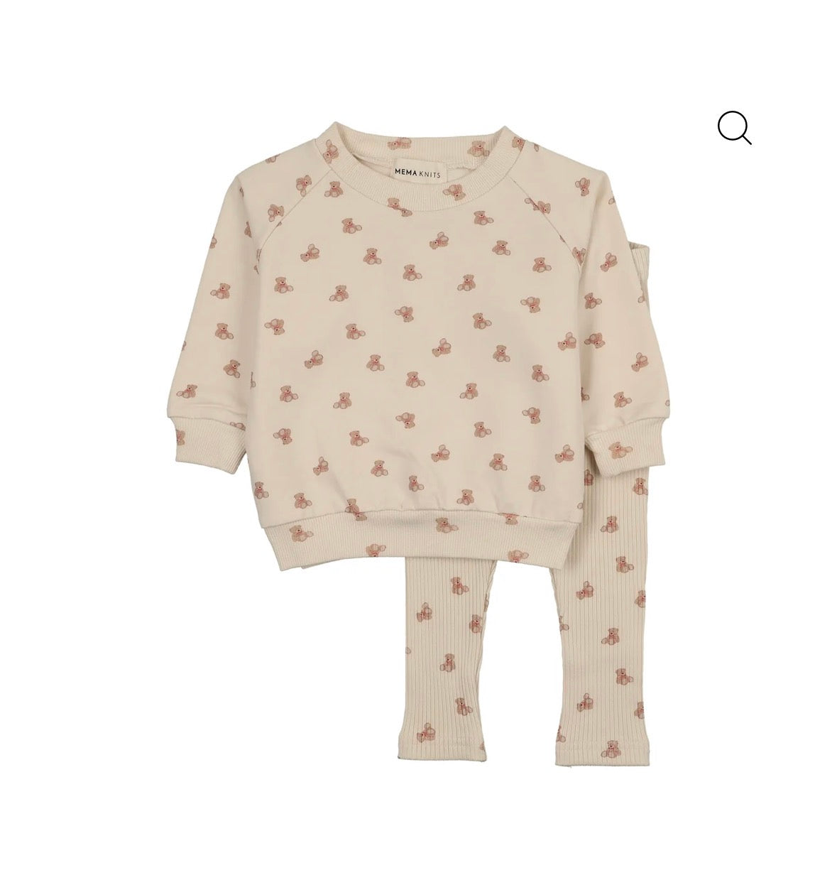 Mema Knits Bear Print Bear Print Sweatshirt Set