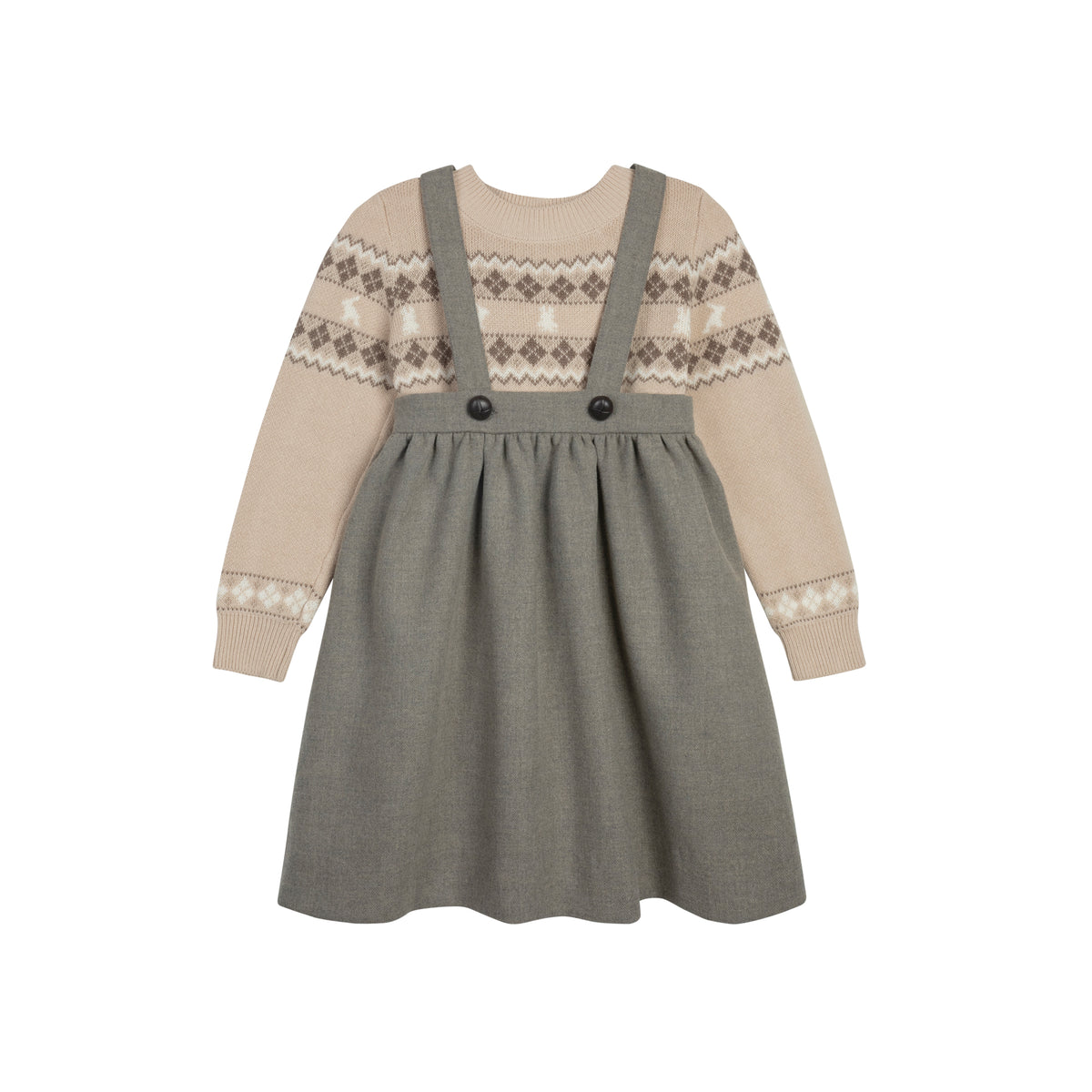 Looms Taupe Fair Isle Collection Kids Jumper