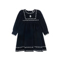 Looms  Navy Embroidered Trim Collection Dress