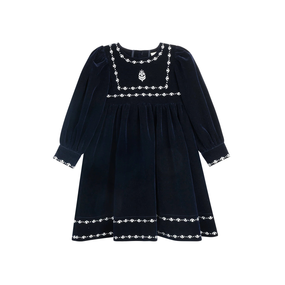 Looms  Navy Embroidered Trim Collection Dress