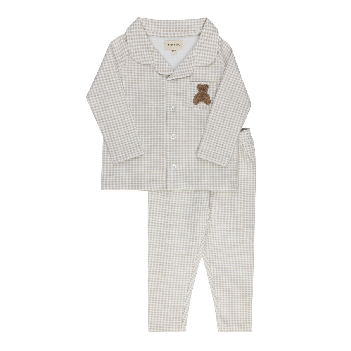 Ely's & Co Gingham Teddy Collection Pajamas