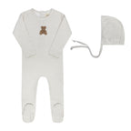 Ely's & Co Gingham Teddy Collection Footie + Bonnet