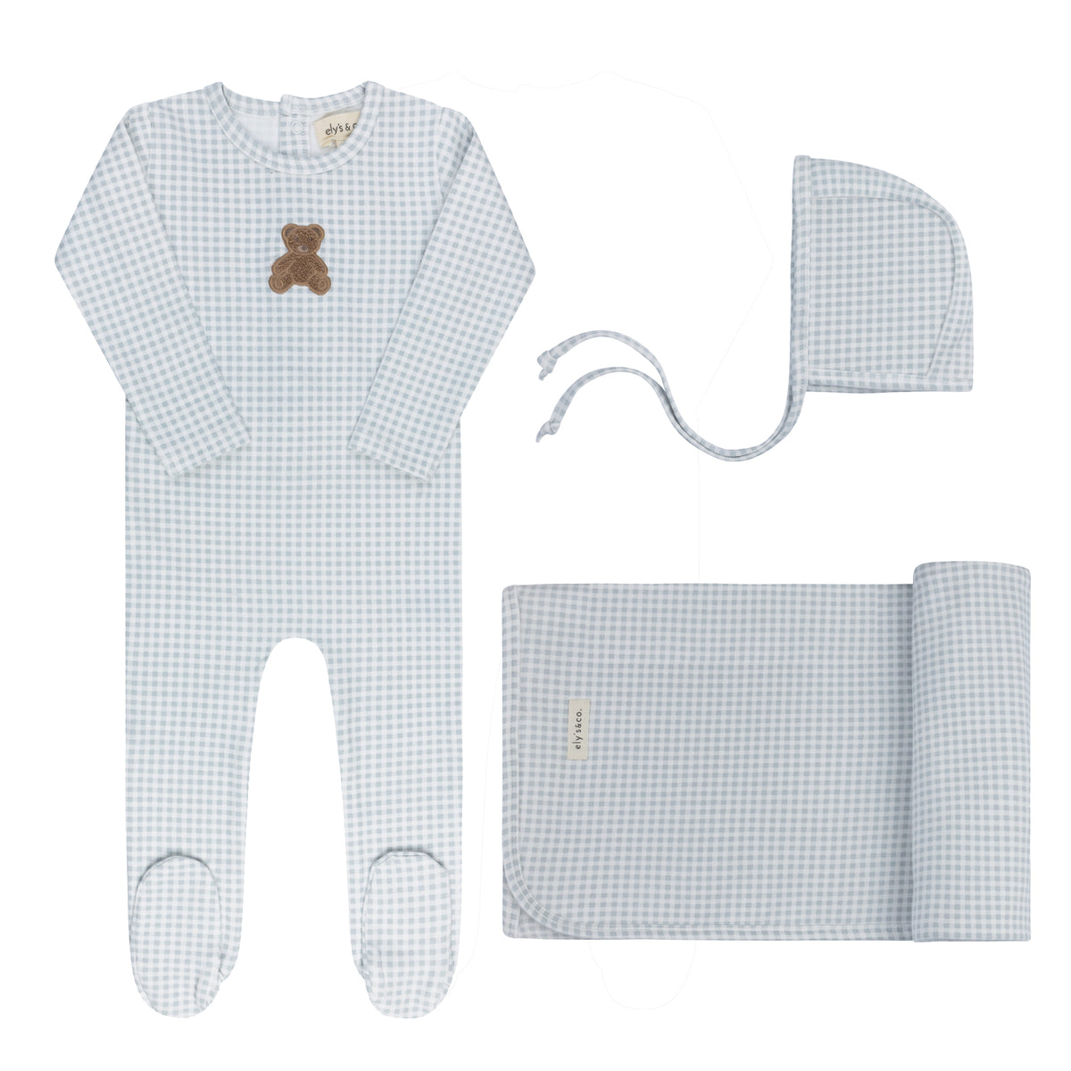 Ely's & Co Gingham Teddy Collection Take Me Home Set