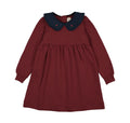 Analogie Vintage Red Sweet Campaign Denim Collar Sweatshirt Dress