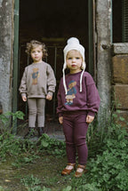 Analogie Washed Burgundy Bear Sweatshirt Set Girl