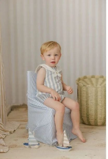 Pompomme Sailor Striped Baby Boy romper