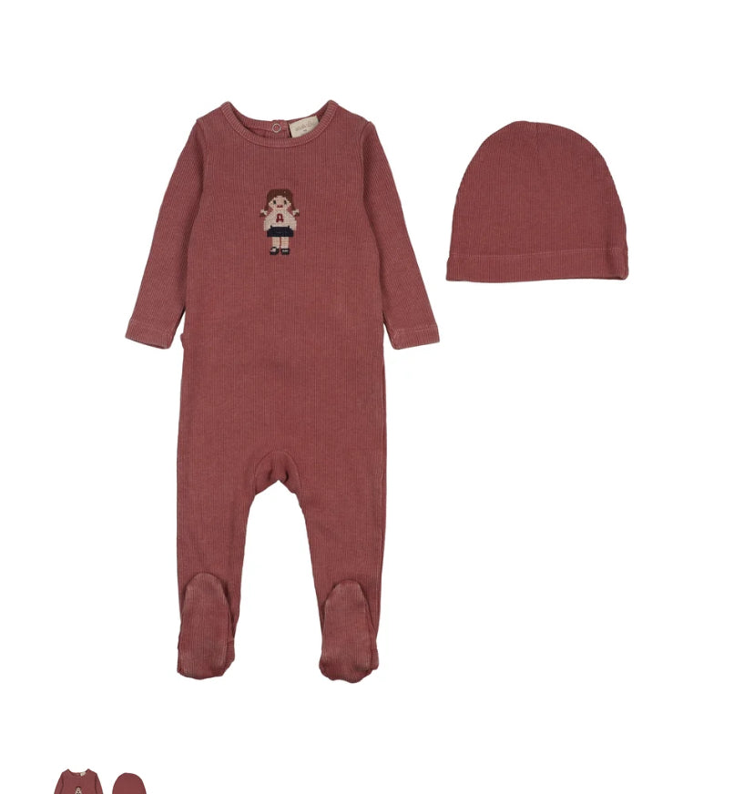 Analogie Vintage Pink Doll Footie Set