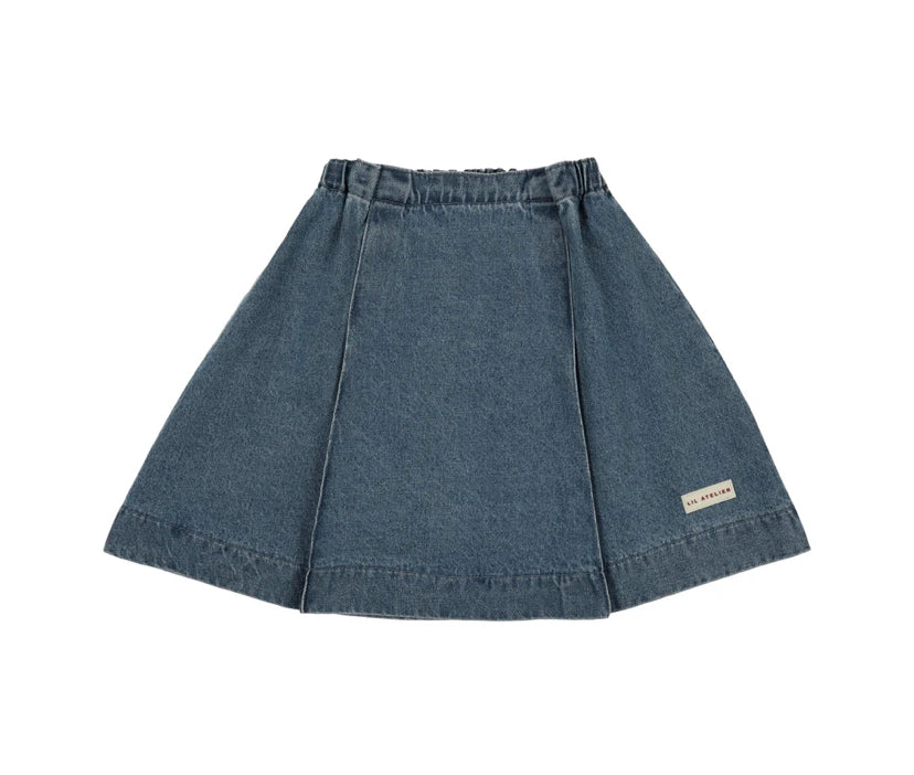Analogie Denim City Overlay Skirt - Mid Blue Wash