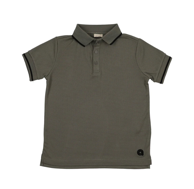 Lil Legs Textured Sports Polo Ss 8Y-16Y - Olive Green