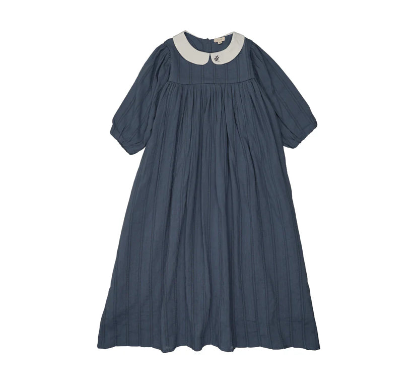 Lil Legs Embroidered Collar Maxi 3/4 - Off Blue