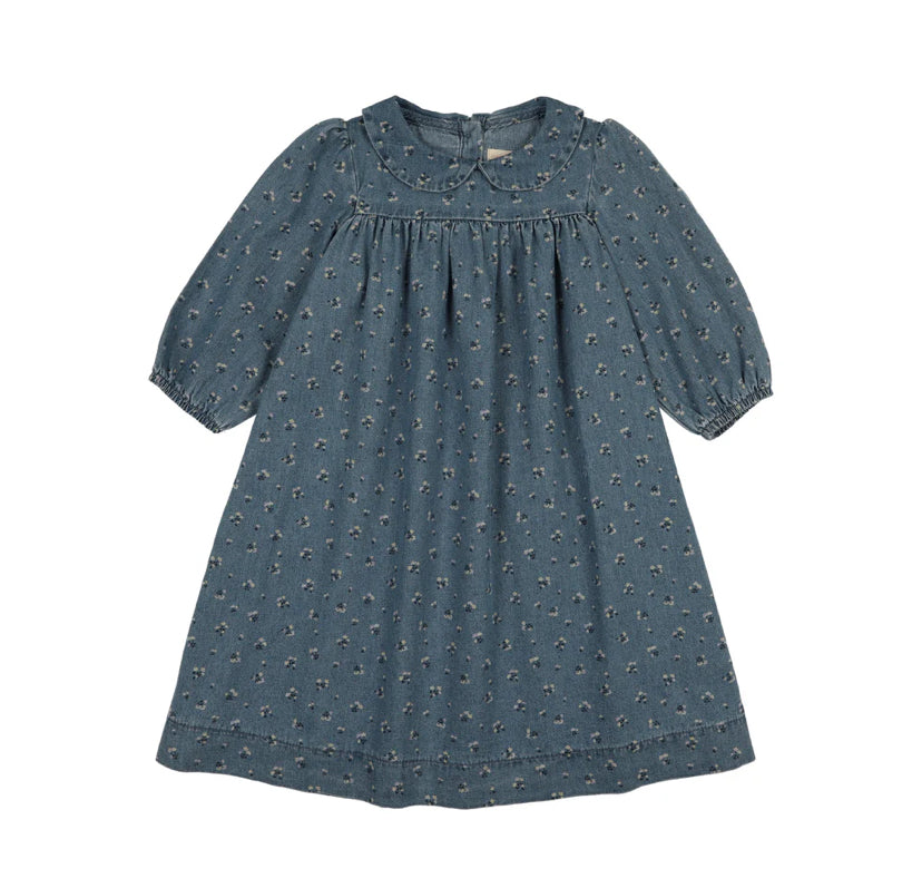 Analogie Dainty Denim Dress 3/4 Sleeves - Blue