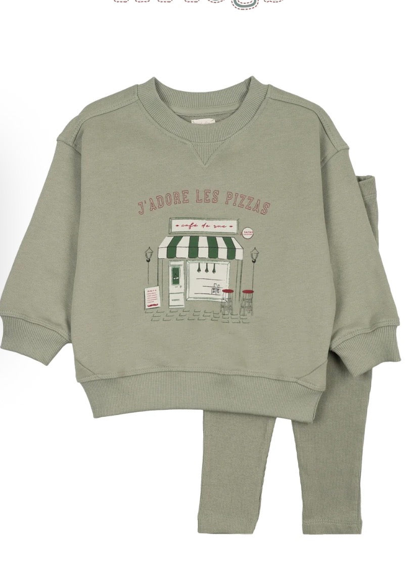 Analogie Dried Green Cafe Boy Sweatshirt Set