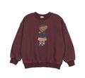 Analogie Washed Burgundy Bear Sweatshirt Girl