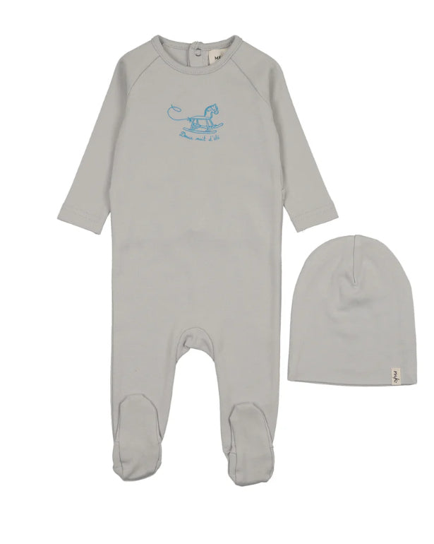 MEMA KNITS HORSE ROCKER FOOTIE+ BEANIE