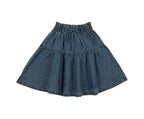 Lil Legs Denim Gathered Skirt - Mid Blue Wash