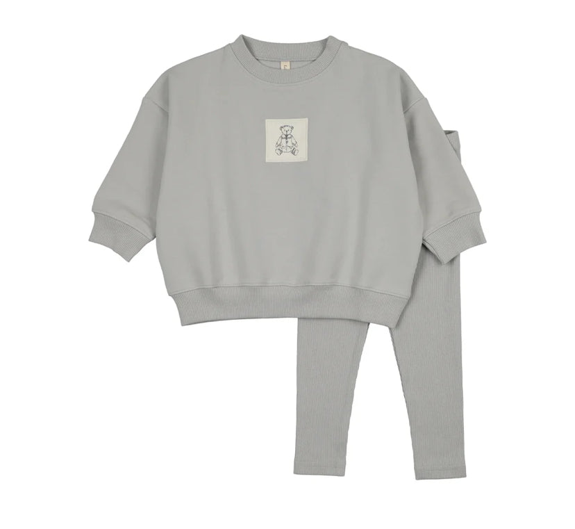 Lilette Graphic Tag Sweatshirt Set - Pale Blue