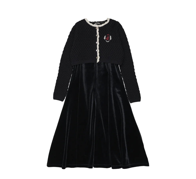 Little Legs Navy Crest Maxi Cardigan Robe