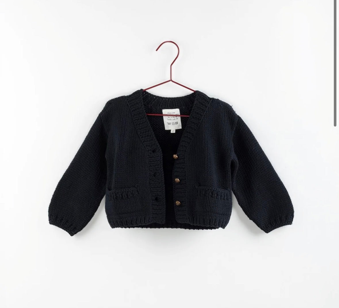 Please Mom Chunky Knit Grandpa Cardigan- navy