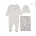 Mema Knits Winter White + Light Blue Cherry Cherry Print Mock Wrap Three Piece Set