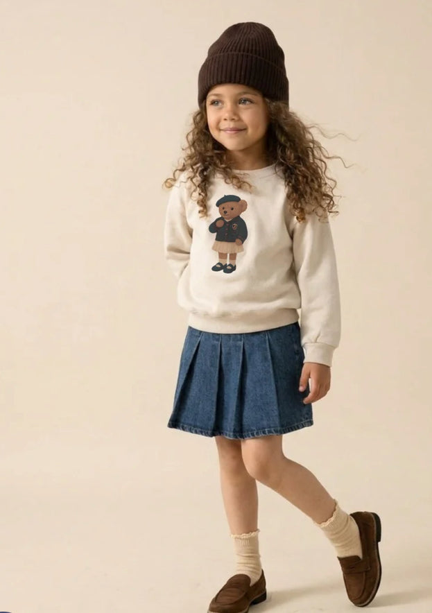 Little Legs Blue Denim Pleated Denim Skirt