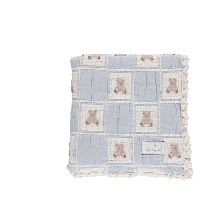 Bebe Organic Blue Teddy Patchwork blanket