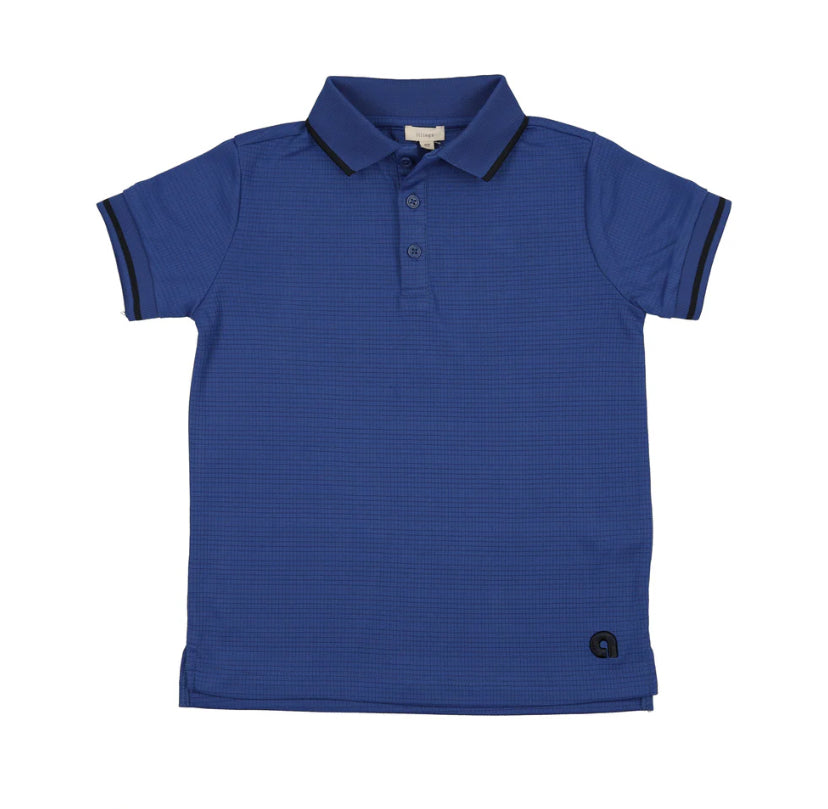 Lil Legs Textured Sports Polo Ss 8Y-16Y - Electric Blue