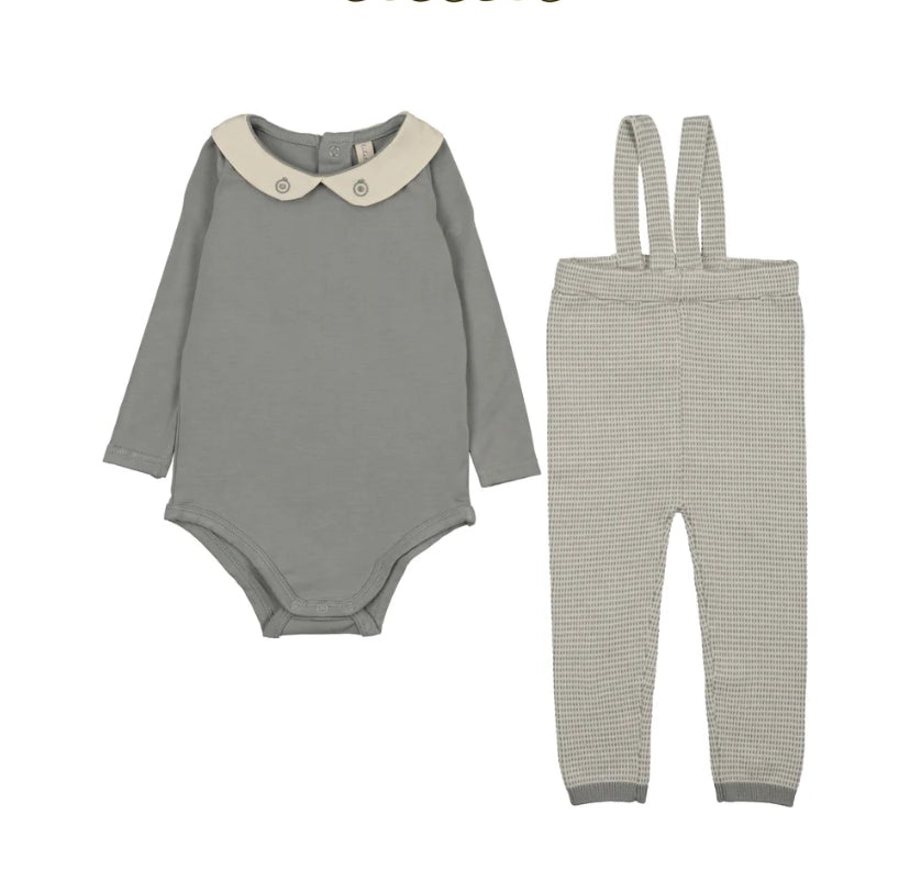 Lilette Two Tone Knit Suspender Set Long - Light Blue