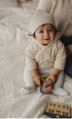 Mema Knits Winter White Corduroy Jacket + Knitted Beanie