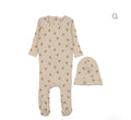 Mema Knits Bear Print Bear Printed Footie + Beanie