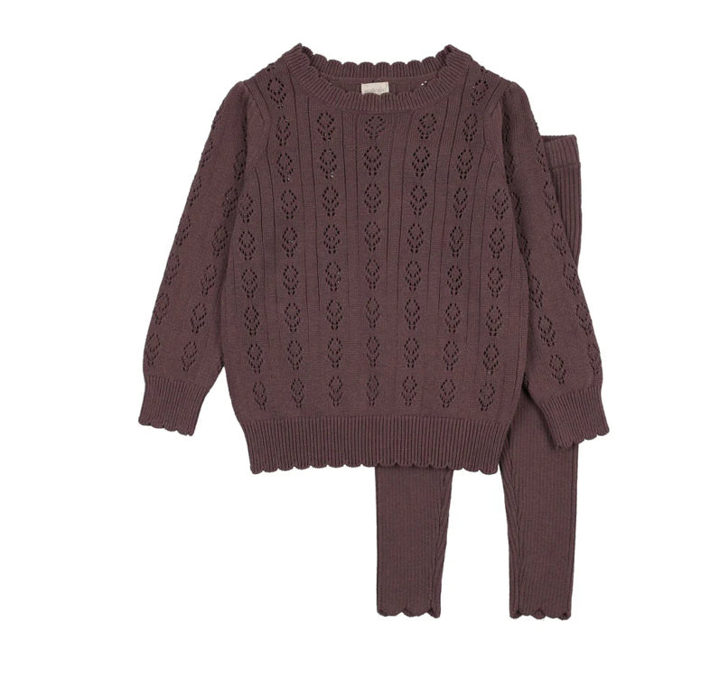 Analogie Vintage Purple Girls Knit Set