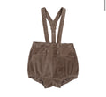 Analogie Misty Oat Velvet Gathered Suspender Shorts