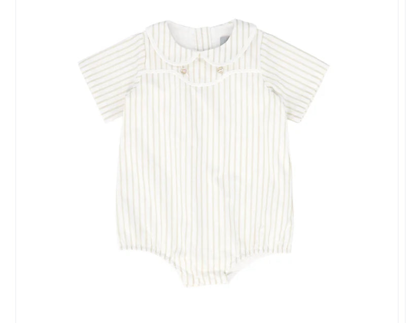 Bace Collection white tan striped collar romper