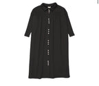 Little Legs Black Button Front Maxi Dress