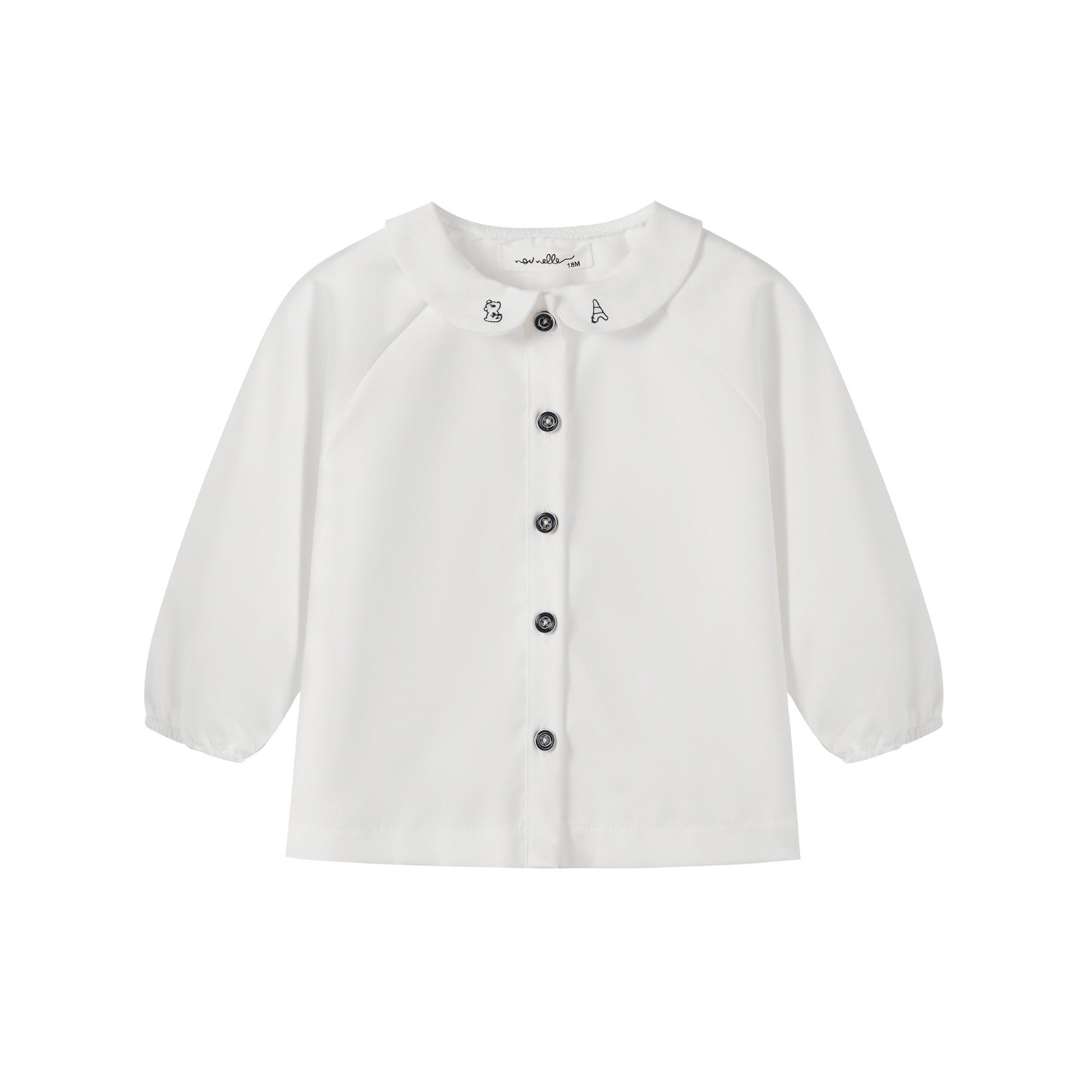 Nounelle Boy White Embroidered Collar Shirt