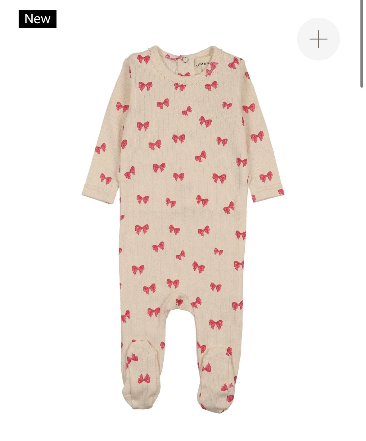 Mema Knits Printed Hot Pink Bow Footie