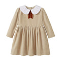 Nounelle Crushed Velour Tan Tie Dress