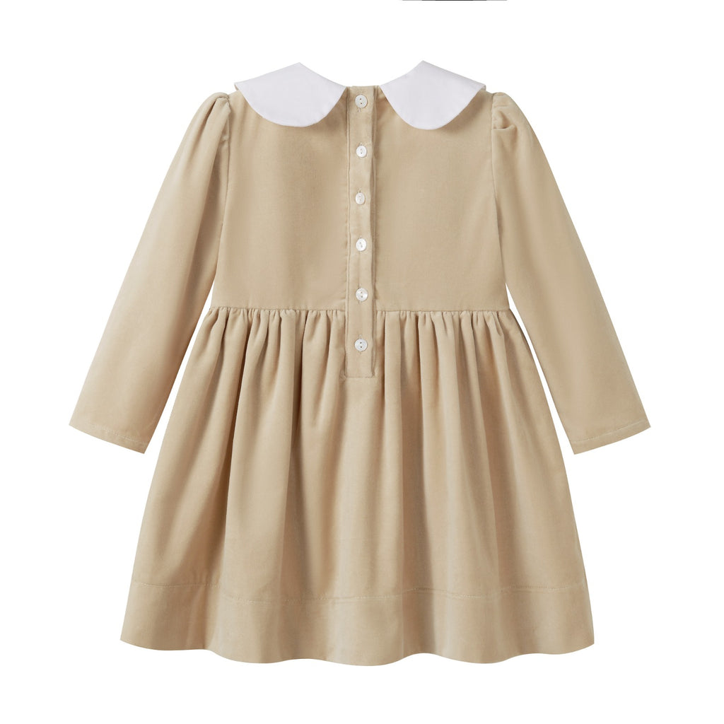 Nounelle Crushed Velour Tan Tie Dress