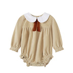 Nounelle Crushed Velour Tan Tie Romper