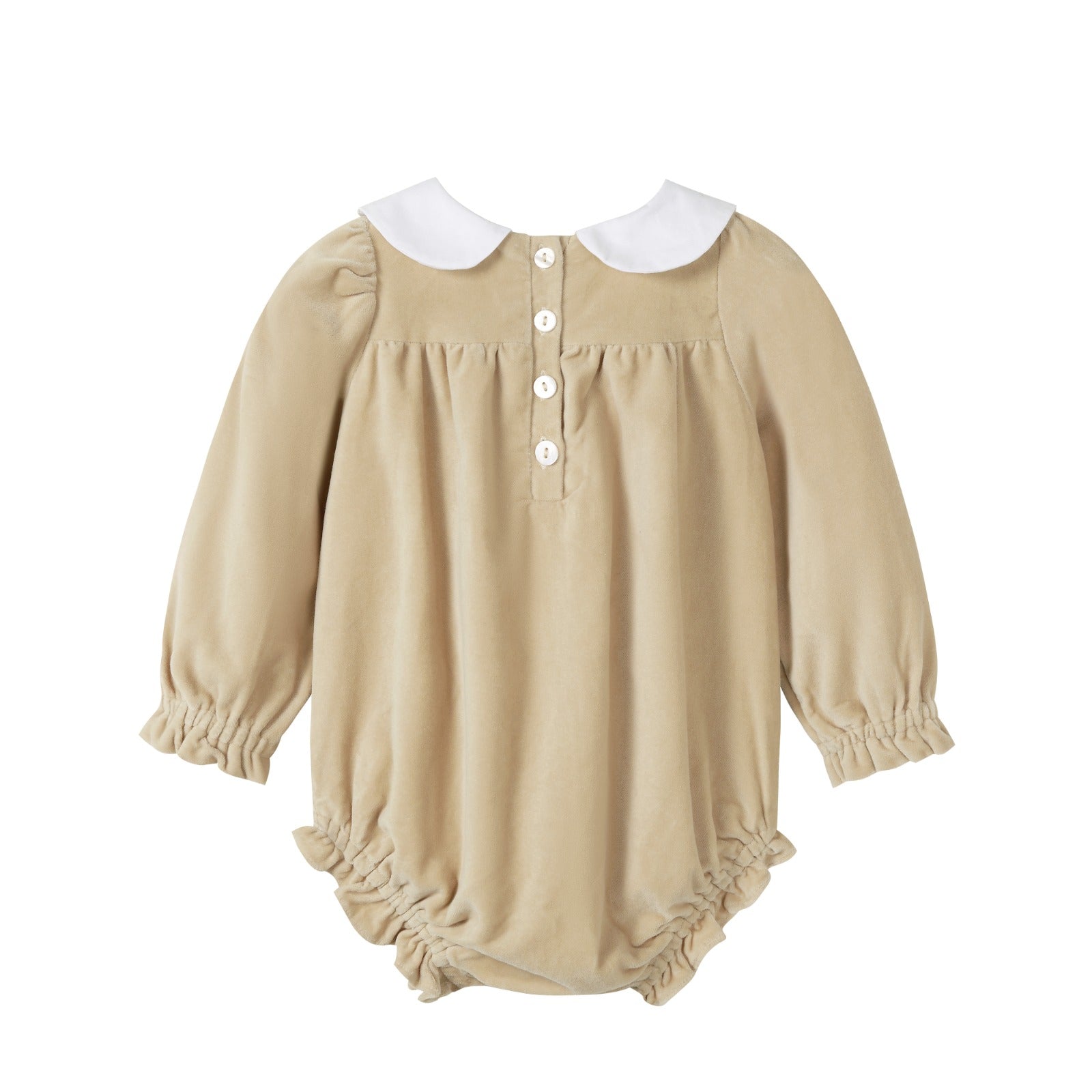 Nounelle Crushed Velour Tan Tie Romper