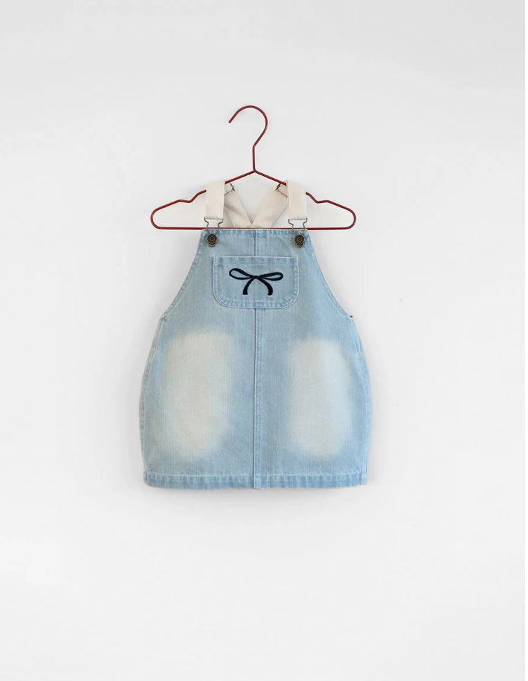 Please Mom Denim Bow Barrel Dress