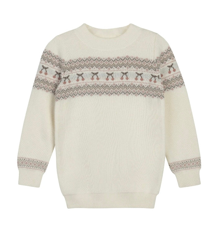 Looms Ivory Mauve Fair Isle Collection Kids Sweater