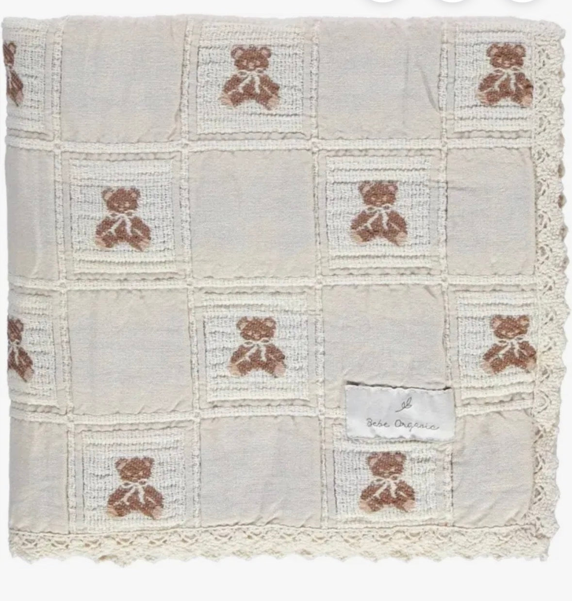 Bebe Organic Teddy Blanket ,Sand Patchwork