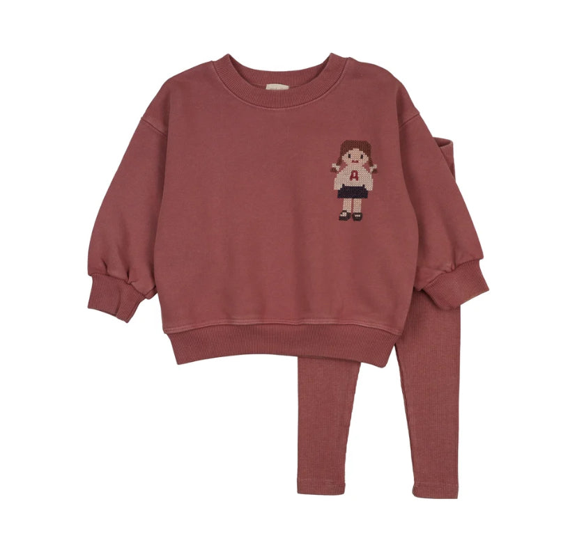 Analogie Vintage Pink Doll Sweatshirt Set