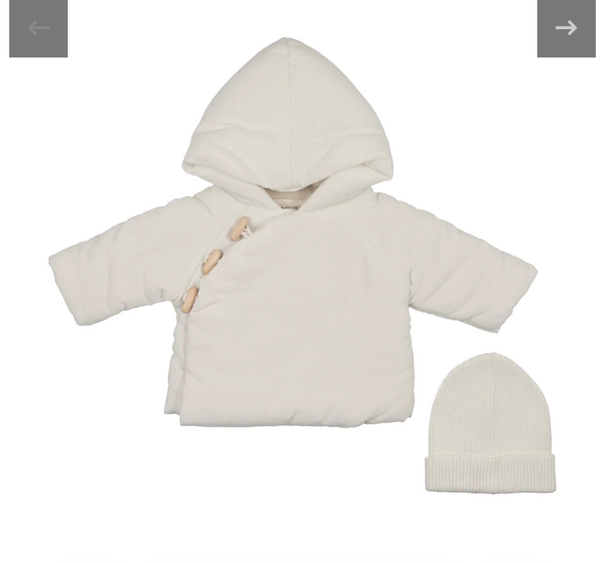 Mema Knits Winter White Corduroy Jacket + Knitted Beanie