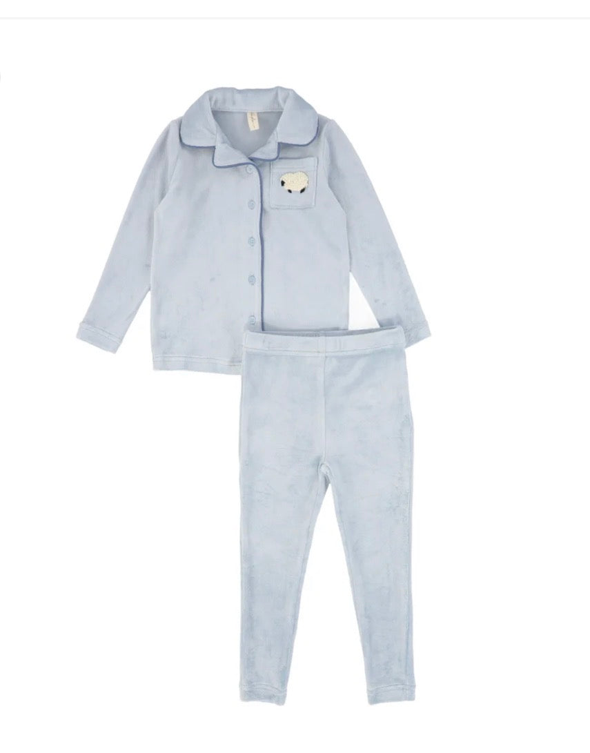 Baby Jolee Velour Sheep Loungeset , blue