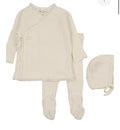 Mema Knits Waffle Ruffle 2 piece Set - cream