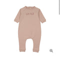 Mema Knits Pale Rose Sherpa Wordart Jumpsuit